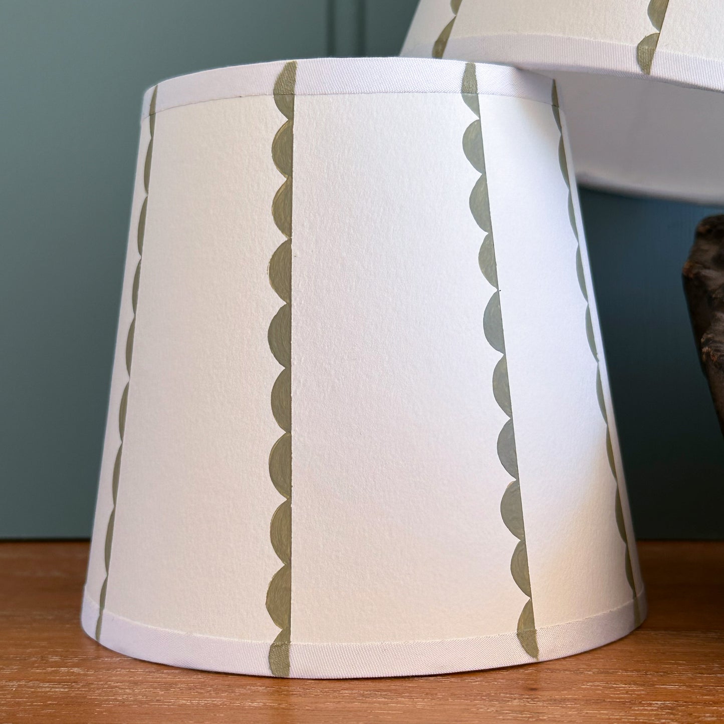 Scallop Stripe Green - Hand Painted Card Candle Clip Shade