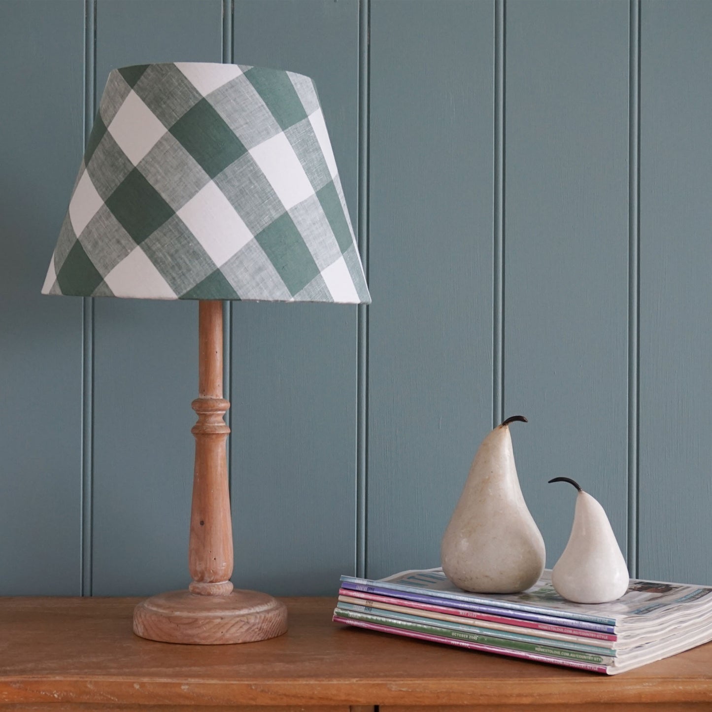 Teal Check Midi  Bonded Lampshade - 30.5cm