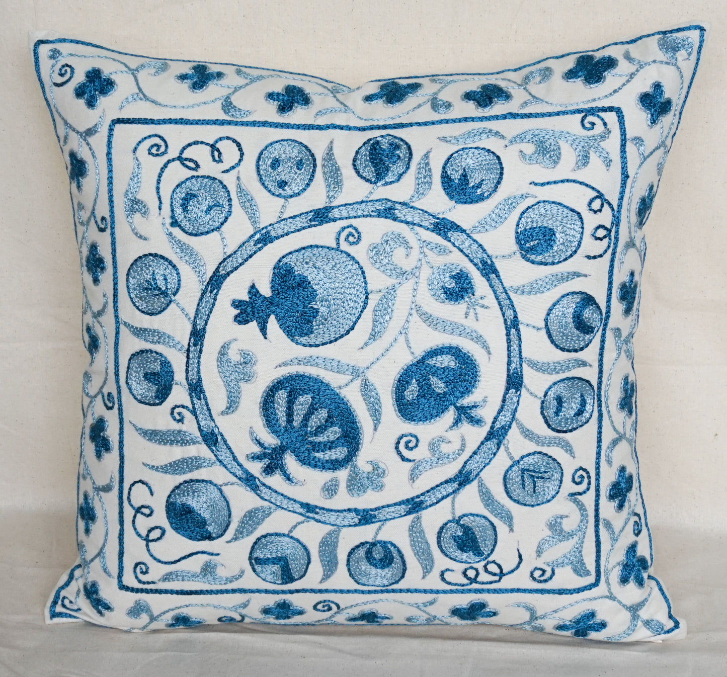 Blue Pomegranate Suzani Cushion